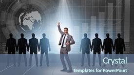  Presentation with spotlight - Amazing PPT layouts having career stage - businessman in the spotlight backdrop and a ocean colored foreground