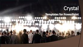  Presentation with stage lights - Colorful slide set enhanced with career stage - crowd of businesspeople standing backdrop and a black colored foreground