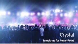  Presentation with stage lights - Colorful presentation theme enhanced with career stage - crowd of businesspeople standing backdrop and a navy blue colored foreground