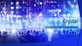 Presentation with stage lights - Presentation theme enhanced with career stage - crowd of businesspeople standing background and a light blue colored foreground