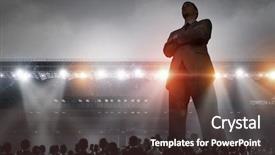  Presentation with stage - Theme having career stage - he is big boss mixed background and a  colored foreground