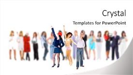  Presentation with crowd - Slide deck featuring career stage - individual and crowd to stand background and a white colored foreground