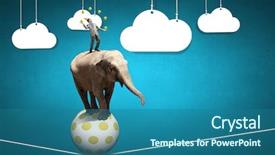  Presentation with elephant - PPT layouts enhanced with career stage - young businessman in cap standing background and a ocean colored foreground