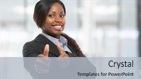  Presentation with business survival - Slide set consisting of career success african american women - business woman showing thumbs up background and a light blue colored foreground