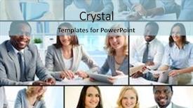  Presentation with partners - Presentation theme consisting of career success african american women - collage of three business partners background and a light blue colored foreground