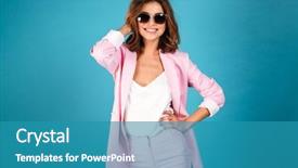  Presentation with women success - Audience pleasing PPT layouts consisting of career success women - portrait of a cheerful woman backdrop and a teal colored foreground