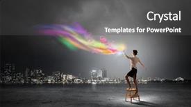  Presentation with colorful - Slide set with career success women color - businesswoman standing on chair background and a dark gray colored foreground