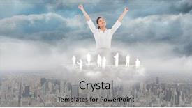  Presentation with empowerment of employees - Theme with career success women color - digital composite of successful businesswoman background and a  colored foreground