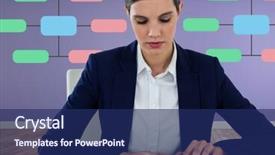  Presentation with mind map diagram - Beautiful presentation theme featuring career success women color - woman at desk with mind backdrop and a navy blue colored foreground