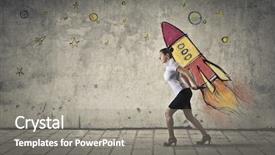  Presentation with women success - Slide set enhanced with career success women color - woman departing for the space background and a gray colored foreground