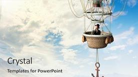  Presentation with traveling to paris - Beautiful slide deck featuring career success women color - woman traveling in aerostat backdrop and a sky blue colored foreground