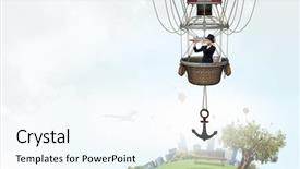  Presentation with traveling to paris - Slides having career success women color - woman traveling in aerostat background and a  colored foreground