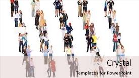  Presentation with five business people standing together and smiling - Colorful slide deck enhanced with career succession - standing together business picture backdrop and a  colored foreground