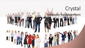  Presentation with team building on white - Slide deck featuring career succession - team over white corporate teamwork background and a  colored foreground