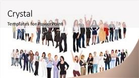  Presentation with groups - Colorful presentation theme enhanced with career succession - team over white isolated groups backdrop and a  colored foreground