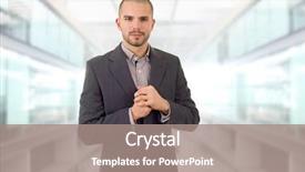  Presentation with office - PPT theme consisting of career vision - happy business man portrait background and a gray colored foreground