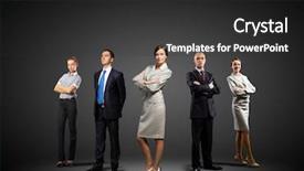  Presentation with teamwork - Theme enhanced with career woman - image of businesspeople group posing background and a dark gray colored foreground