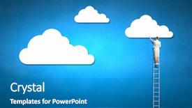  Presentation with cloud - Presentation theme enhanced with career women ladders - rear view of businesswoman standing background and a teal colored foreground