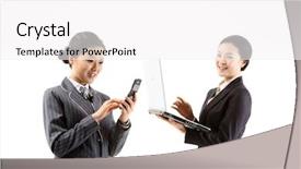  Presentation with career - PPT theme featuring career women background and a white colored foreground