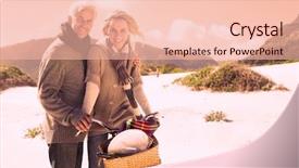  Presentation with picnic - PPT layouts with carefree couple going on a bike ride and picnic on the beach on a bright but cool day background and a lemonade colored foreground