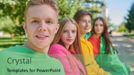  Presentation with youth - Slides featuring carefree-friends-teengers-in-bright background and a seafoam green colored foreground