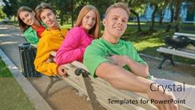  Presentation with youth - PPT layouts featuring carefree-friends-teengers-in-bright background and a coral colored foreground