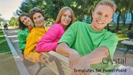  Presentation with youth - Presentation design enhanced with carefree-friends-teengers-in-bright background and a coral colored foreground