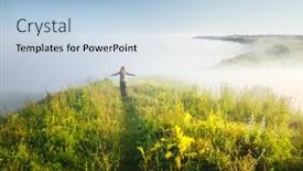  Presentation with freedom - Cool new theme with carefree-hipster-girl-enjoying-nature backdrop and a light blue colored foreground