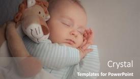 Presentation with soft toy for babies - PPT theme consisting of carefree-sleep-little-baby background and a gray colored foreground