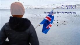  Presentation with illustration of cool water wave - PPT theme enhanced with carefree tourist enjoying the scenary background and a sky blue colored foreground