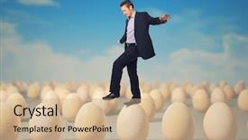  Presentation with walk - Colorful PPT theme enhanced with carefulness - caucasian businessman walk on 3d backdrop and a coral colored foreground