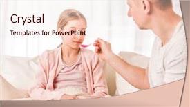  Presentation with parent and children - Slide set with family drugs - careful parent giving mixture background and a sky blue colored foreground