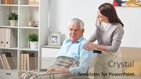  Presentation with elderly home - Audience pleasing presentation consisting of careful-young-nurse-talking backdrop and a coral colored foreground