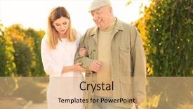  Presentation with cane - Presentation theme with caregiver - senior man with cane background and a coral colored foreground