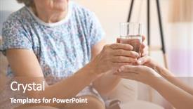  Presentation with caregiver - PPT layouts with caregiver giving glass of water background and a coral colored foreground