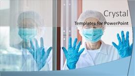  Presentation with epidemic - Colorful PPT theme enhanced with caregiver-in-clinic-with-protective backdrop and a soft green colored foreground