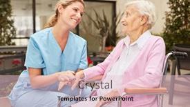  Presentation with care elderly - PPT layouts featuring caregiver-takes-care-of-elderly background and a lemonade colored foreground