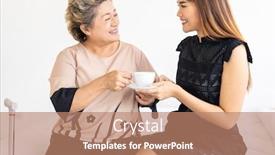  Presentation with caregiver - Cool new slides with caregiver-woman-giving-coffee backdrop and a coral colored foreground