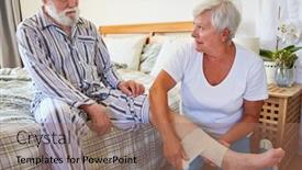  Presentation with broken home - Slide set consisting of carer-applies-a-bandage background and a coral colored foreground