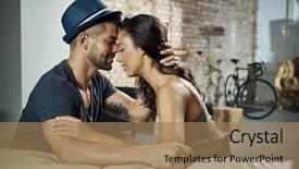  Presentation with dance beautiful couple dancing ballroom - PPT theme having caress - beautiful young couple sitting background and a coral colored foreground