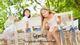  Presentation with summer party - PPT theme having caress - girl caressing a golden retriever background and a coral colored foreground