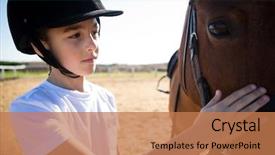 Presentation with white horse - Cool new PPT layouts with caress - girl caressing the white horse backdrop and a  colored foreground