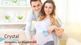  Presentation with young happy couple - Presentation design enhanced with caress - happy young couple family expecting background and a lemonade colored foreground