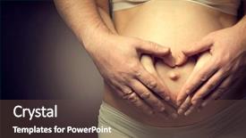  Presentation with pregnant mom - Presentation design with caress - pregnant belly with fingers heart background and a tawny brown colored foreground