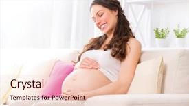  Presentation with pregnant mom - Cool new presentation theme with caress - pregnant happy smiling woman sitting backdrop and a lemonade colored foreground