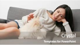  Presentation with dog - Beautiful slide set featuring caress - woman caressing her dog backdrop and a gray colored foreground