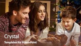  Presentation with dachshund - PPT theme enhanced with caress - young family caressing dachshund puppy background and a tawny brown colored foreground