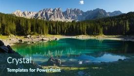  Presentation with italy - Slide deck having carezza-lake-in-dolomites-italy background and a ocean colored foreground