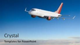  Presentation with cargo airplane - Colorful presentation design enhanced with dangerous cargo - airplane in the sky backdrop and a light blue colored foreground