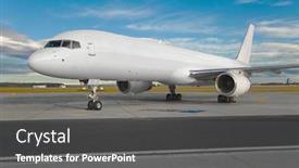  Presentation with cargo airplane - PPT layouts consisting of cargo airplane parked at an airport blank white body background and a dark gray colored foreground
